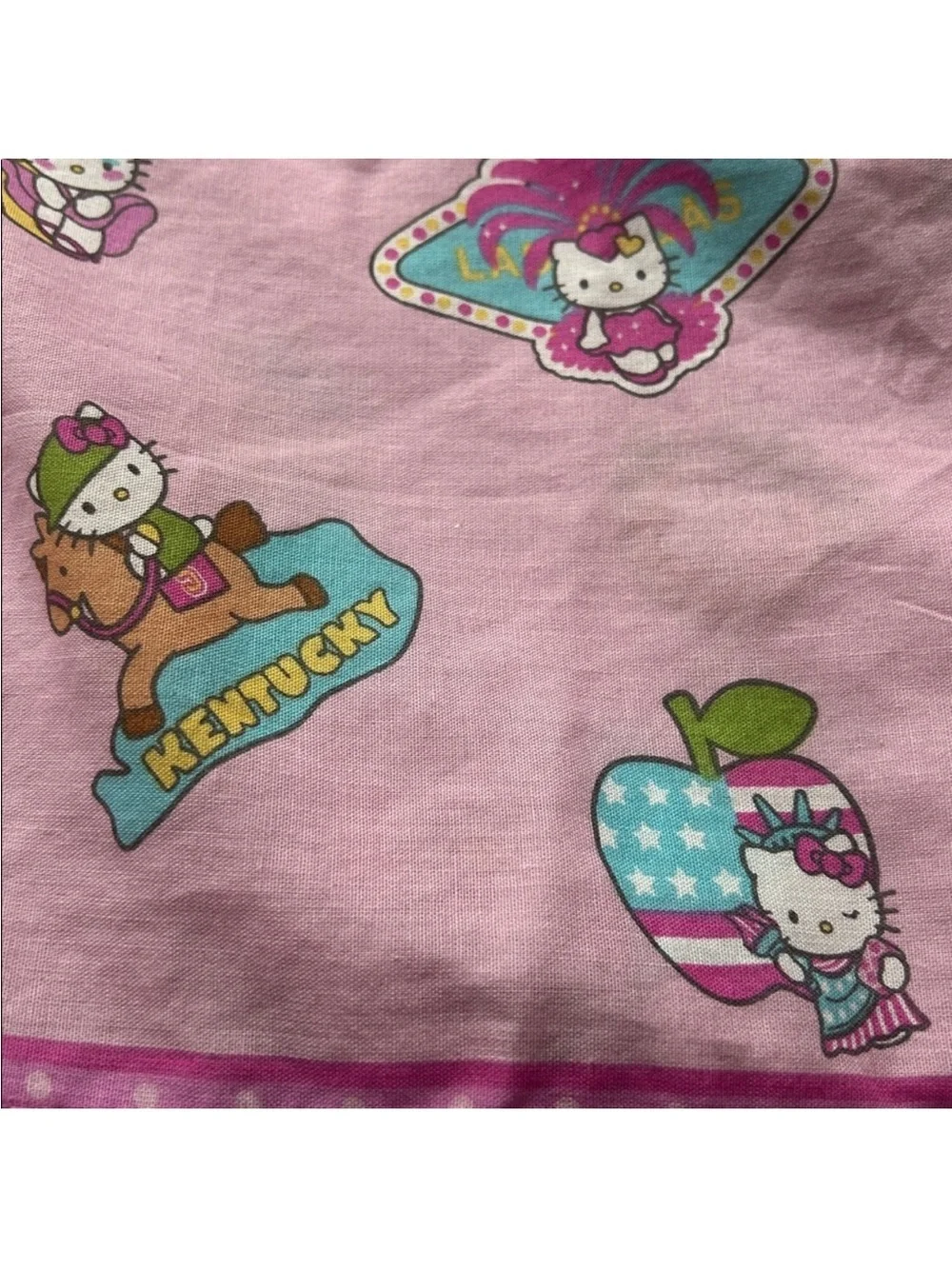 Sanrio Hello Kitty Rare 2008 US States flat sheet 94” x 65”